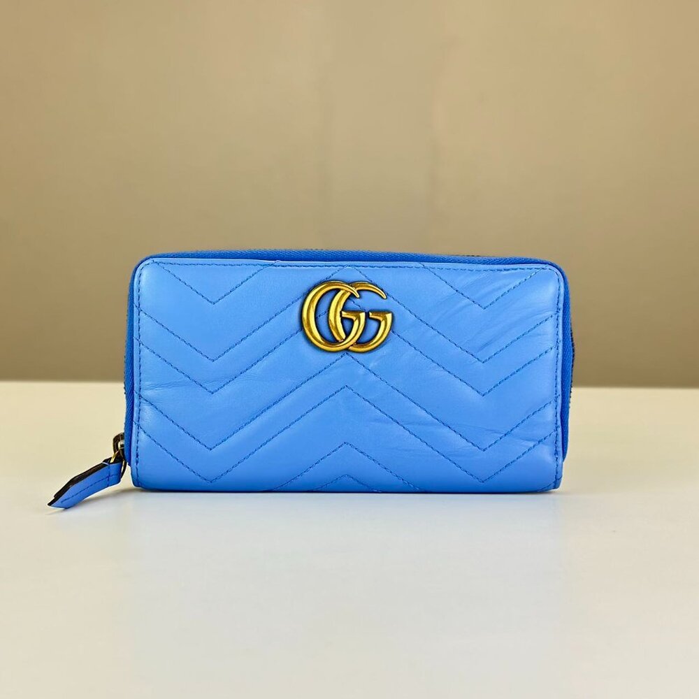 Gucci Blue Leather Marmont Wallet